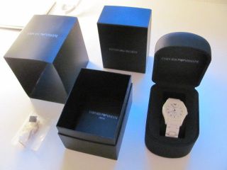 Emporio Armani Armbanduhr Damen Echt Keramik Weiß Silber Mit Echtheitszertifikat Bild