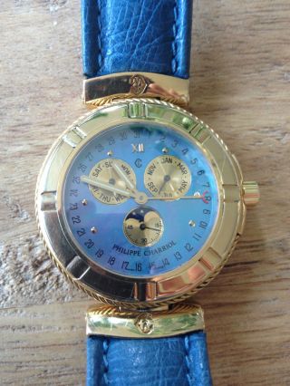 Philippe Charriol Damen Herren Armbanduhr Gelb Gold 18 Kt Karat 750 Er Mondphase Bild