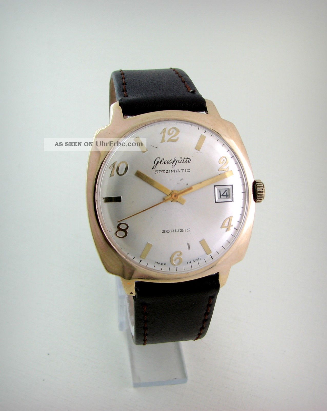 Glashütte Spezimatic 26 Rubis Made In Gdr Vintage. Glashutte Spezimatic. 26 Rubis. Date. Germany.