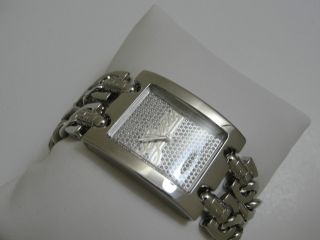 Guess Damen Uhr U85106l1 Silber Strass Edelstahl Armbanduhr Panzerketten Bild