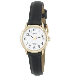 Timex T2h341 Frauen Weiße Zifferblatt Schwarz Strap Gold - Ton Steel Uhr Bild