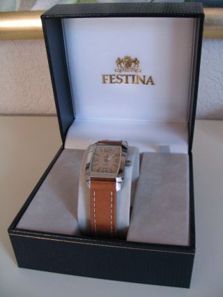 Festina Armbanduhr Quarz Mit Datumsanzeige Lederband Damen Uhr Bild