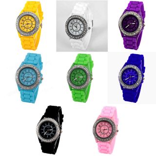 Modische Damenuhr Silikon Armbanduhr Strass Trend - Uhr Geschenkidee (u - D46) Bild