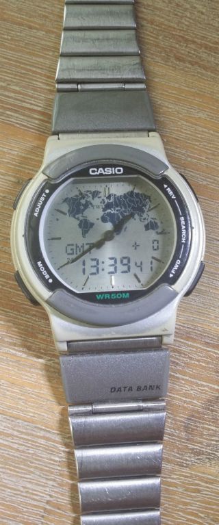 Casio 1326 Abx53,  Analog Digital Uhr Data Bank Twincept World Time Bild