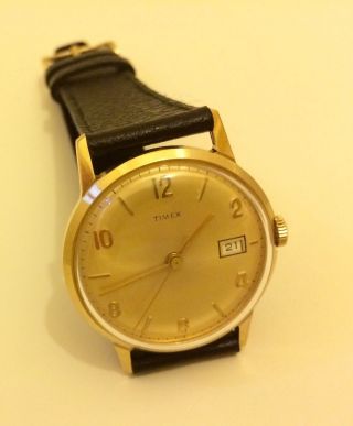 Timex Hau Um Bauhaus - Stil (wie) Mit Datum Auf 3 Uhr / Echtlederband Bild