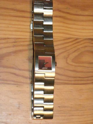 Damenuhr Uhr Esprit Metallarmband Edelstahl Mattiert Rotes Ziffernblatt Bild