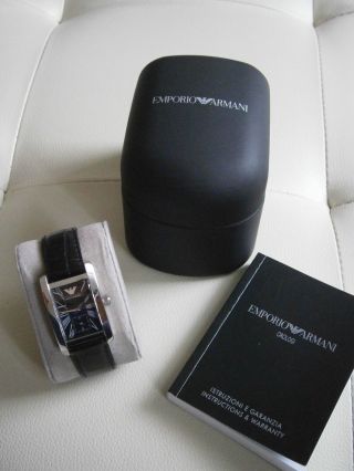 Emporio Armani Damen Uhr Klassik Schwarz Leder Ovp Bild
