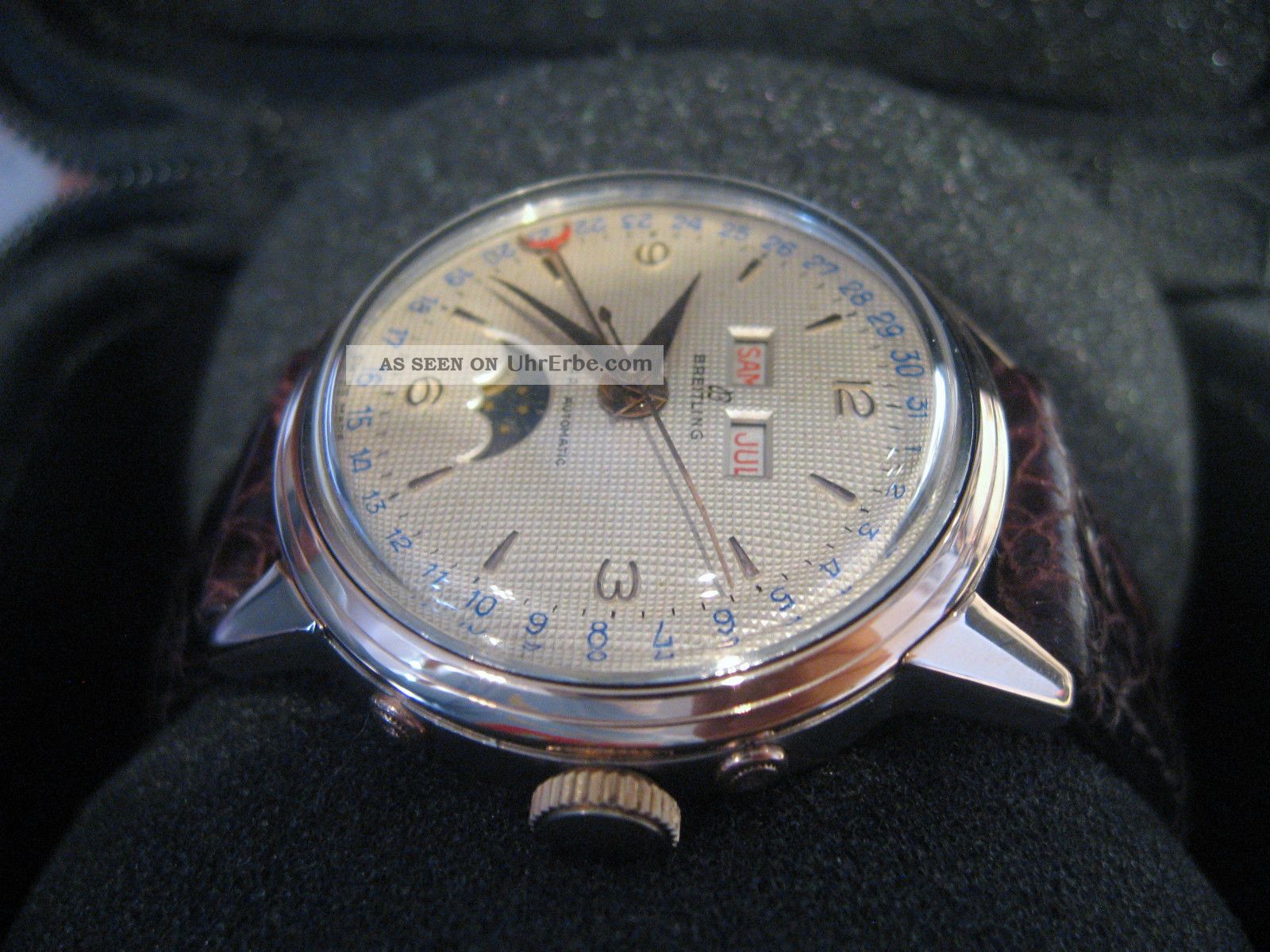 Breitling Datora Mondphase Vollkal.  Felsa 693 Ref.  95 - 28 Rotgoldwerk Vintage Armbanduhren Bild