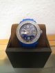 Blaueuhr Mit Glitzersteinen,  Uhr Funktioniert Nicht,  Evtl.  Neue Batterie Armbanduhren Bild 1