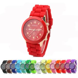 Farbwahl Unisex Genf Silikon Rubber Quarz Sport Armbanduhr Uhr Silicone Watch Bild