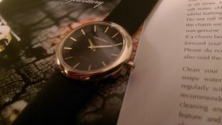 Pandora Uhr Damenuhr Gold/schwarz Lederarmband - Mit Etikett Bild