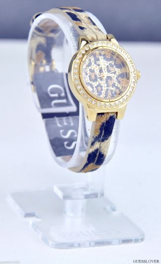 Uhr Uhren Guess Armbanduhr Damen Petite Leopard Leder Quarz Deu Bild