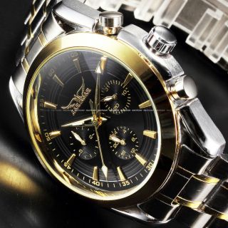V Mode Herren Automatikuhr Tage Datum Stunden Edelstahl Armbanduhr Golden Bild