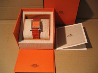 Hermes Damen Armbanduhr H Mit Orange Band Bild