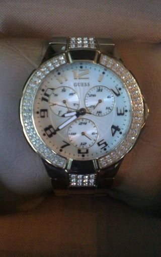 Guess Damenuhr Uhr Prism Armbanduhr Gold Strass Steine Np 220,  - Bild