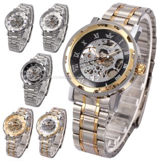 Sewor Herren Handaufzug Mechanische Uhr Metall Armbanduhr 5 Farben V Bild