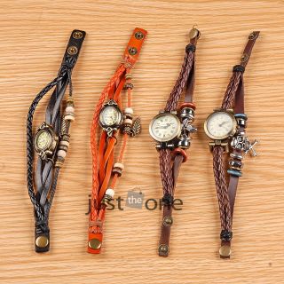 Armbanduhr Damenuhr Armreif Uhren Bracelet Watch Roman Trend Retro Lederband Bild