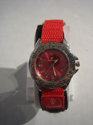 Classique - - Armbanduhr Rund Rot - Damen Textilarmband Quarz - Cl02 Bild