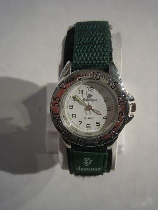 Classique - - Armbanduhr Rund GrÜn - Damen Textilarmband Quarz - Cl01 Bild