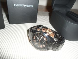 Armani Damen Uhr Chronograph Schwarz Keramik Armbanduhr Ar1411 Uvp - Bild