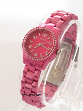Guess Damenuhr / Damen Uhr Aluminium Pink Strass W80074l1 Bild