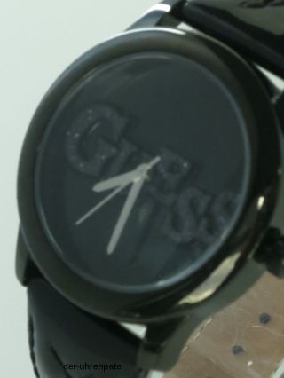Guess Damenuhr / Damen Uhr Leder Schwarz Silber Strass W70040l2 Bild