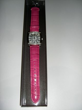 Avon Damen Armband Uhr Quarz Kunstleder Schick Sportlich Elegant Pink Strass Bild