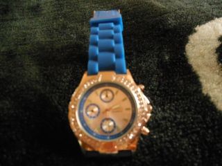 Chronograph Armbanduhr Mit Steinchengehäuse Blaues Band Spirit Damen Bild