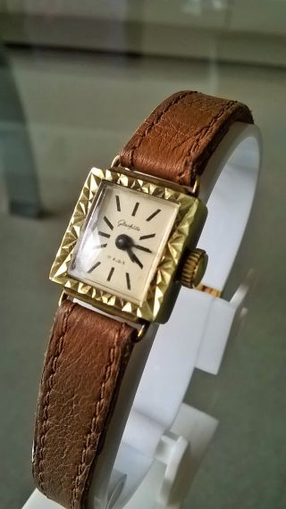 Glashütte Damen Armbanduhr Vergoldet Und 17 Steinen Top Bild