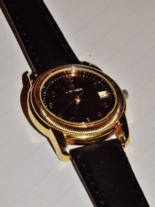 Damenarmbanduhr Etienne Aigner Gold / Neues Lederarmband Schwarz Uhr Damenuhr Bild