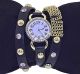 Vintage Armbanduhr Damenuhr Leder Nieten Bracelet Retro Strass Kette Punk Uhr Armbanduhren Bild 1