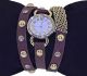 Vintage Armbanduhr Damenuhr Leder Nieten Bracelet Retro Strass Kette Punk Uhr Armbanduhren Bild 2
