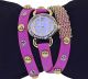 Vintage Armbanduhr Damenuhr Leder Nieten Bracelet Retro Strass Kette Punk Uhr Armbanduhren Bild 6