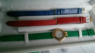 Bucherer Damen Armbanduhr,  3x Eidechsenleder; Top Bild