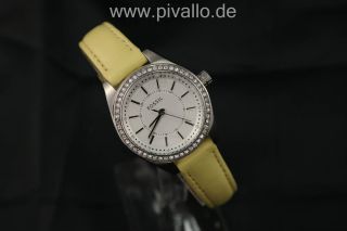 Fossil Damenuhr / Damen Uhr Leder Strass Gelb Silber Bq1452 Bild
