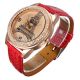 Damen Eiffelturm Uhr Armbanduhr Vintage Lederarmbanduhr Strass Quarzuhr Rot Armbanduhren Bild 2