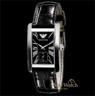 Emporio Armani Damen Uhr Ar0144 Klassik Schwarz Leder Ovp Bild