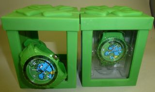 Damen Mädchen Jungen Schlümpfe Tarzan Schlumpf Armbanduhr Uhr Grün Inkl.  Box Bild