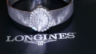 Longines Flagship Damenuhr In 750 / 18 Karat Weißgold Mit Diamanten Bild