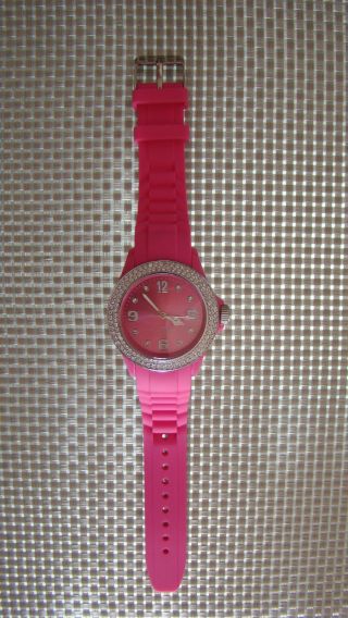 Armbanduhr Pink Rosa Silikon Gummi Kristalledition,  Swarovski Elemente/strass Bild