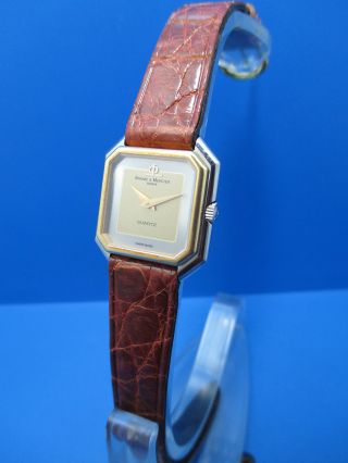 Elegante Baume & Mercier Geneve Armbanduhr Quartz Dau Mit Krokodillederarmband Bild