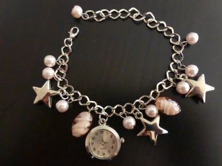 Uhr Armband Armbanduhr Perlen Anhänger Silber Perlmutt Chiara B Ambra Bild