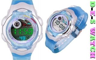Digital Armbanduhr Für Kinder Mit Datum Licht,  Stoppuhr / Sport Uhr Blau / Rosa Bild