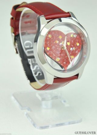 Uhr Uhren Guess Armbanduhr Damen Rot Shimmer Leder Quarz Deu Bild