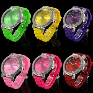 Nele Fortados Armbanduhr Strass Colorful World Damen Uhr Watch Silikon 50mm Bild
