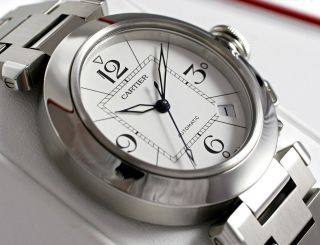 Armbanduhr W31074m7 Pasha De Cartier Automatik Weißes Ziffernblatt Stahl Bild