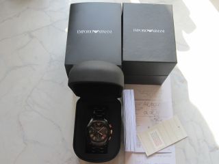 Armani Damen Uhr Chronograph Schwarz Ceramica Keramik Armbanduhr Ar1411 Uvp 549€ Bild