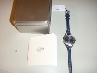 Fossil Damen - Armbanduhr/blaues Lederarmband/ziffernblatt Dunkelblau Bild