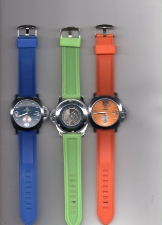Goer Automatik Armband Uhr Mit Silikonband In Blau Oder Orange Bild