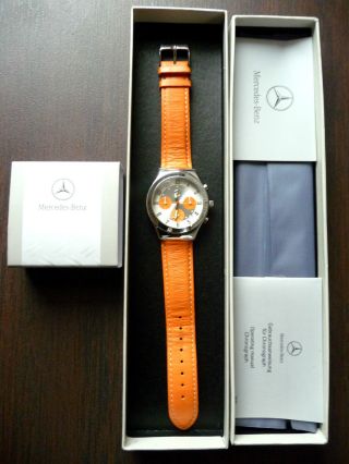 Org.  Mercedes Benz Drivers Line Armbanduhr Uhr Sport Chronograph Orange Ovp Rar Bild